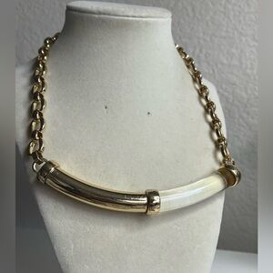 White House Black Market Chunky Clear Lucite Gold Statement Necklace